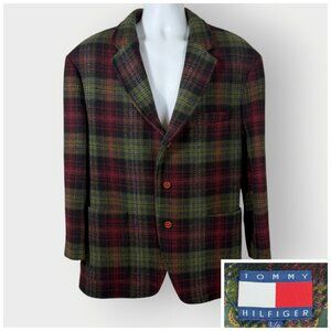 Vtg 90s Tommy Hilfiger Tweed Sports Coat | L | Plaid | Old Money Heritage Ivy